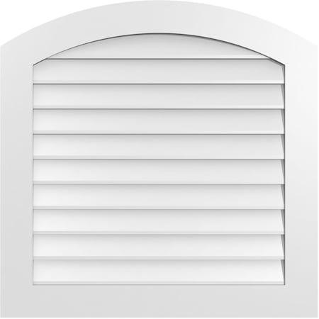 Ekena Millwork Arch Top Surface Mount PVC Gable Vent: Functional, w/ 3-1/2"W x 1"P Standard Frame, 34"W x 34"H GVPAR34X3401SF